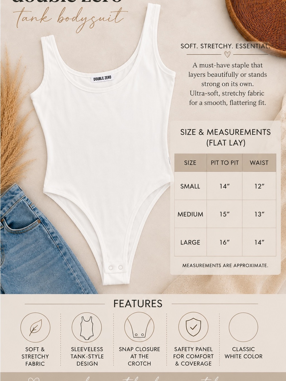 Double Zero White Tank-Style Bodysuit